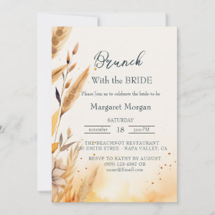 Fall Leaves and Pampas Brunch With Bride Invitation