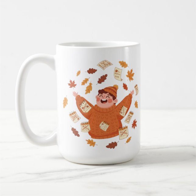 Fall Leaves Art | Playful Autumn Design Coffee Mug (Left)