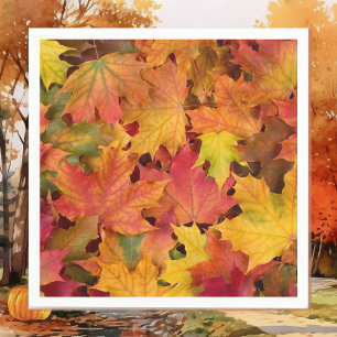 Fall Leaves Autumn Colour Wedding Cocktail Napkin