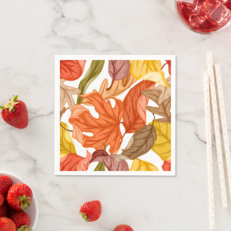 Fall Leaves Autumn Colourful Seasonal Botanical Napkin