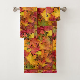 Fall Leaves Autumn Colours Guest Personalise Bath Towel Set