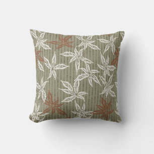 fall leaves autumn foliage khaki green rust maple cushion