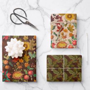 Fall Leaves Autumn Pattern Wrapping Paper Sheet