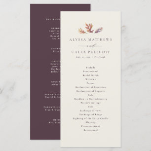 Fall leaves autumn plum wedding programme