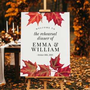 Fall Leaves Autumn Rehearsal Dinner Welcome Sign