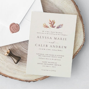 Fall leaves autumn wedding invitation