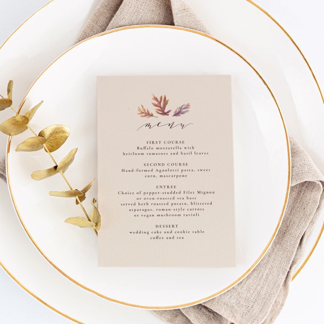 Fall leaves autumn wedding reception menu (Creator Uploaded)
