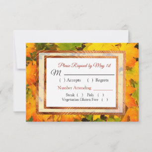 Fall Leaves Autumn  Wedding RSVP card