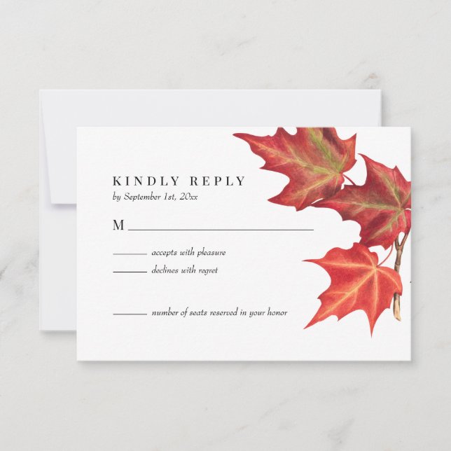 Fall Leaves Autumn Wedding RSVP Card (Front)