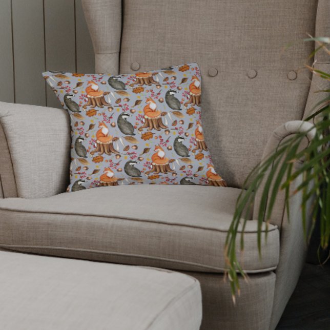 Fall Leaves Badger & Fox  Cushion (Creator Uploaded)