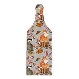 Fall Leaves Badger & Fox Pattern   Cutting Board