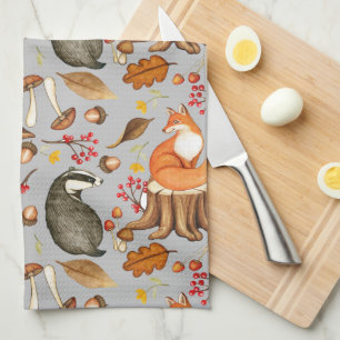 Fall Leaves Badger & Fox  Tea Towel