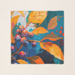 Fall leaves berry painted. Abstract woodland Scarf<br><div class="desc">Fall leaves and rowan berry Scarf. Abstract modern woodland autumn nature oil painted art in blue yellow orange colours.</div>