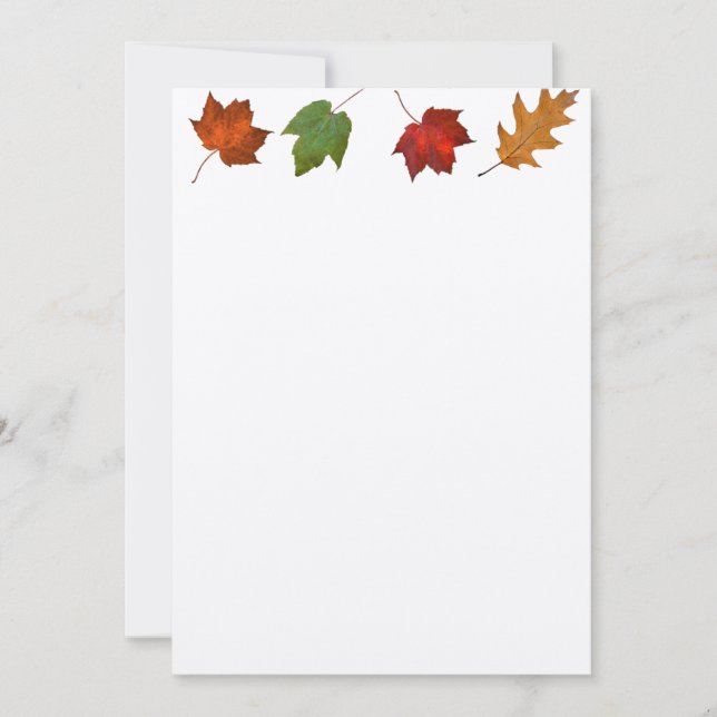 Fall Leaves Border Kraft Paper Blank Invitations (Front)