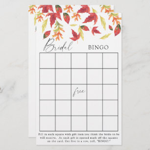 Fall leaves - Bridal shower bingo game