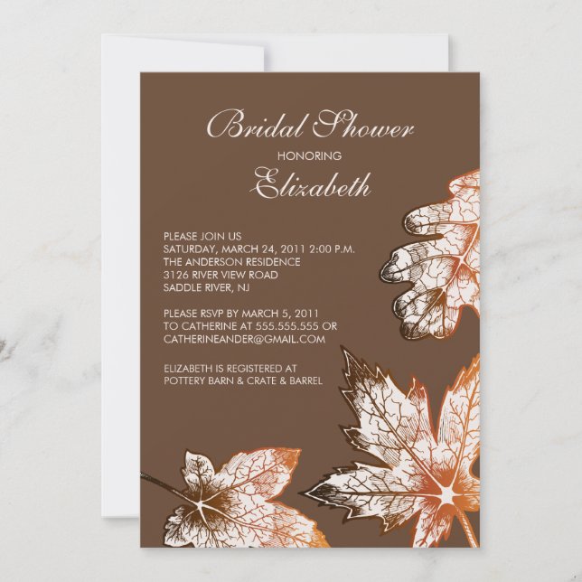 Fall Leaves Bridal Shower Invitation Autumn (Front)