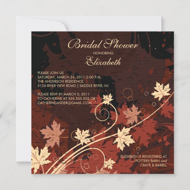 Fall Leaves Bride Bridal Shower Invitation Autumn (Front)