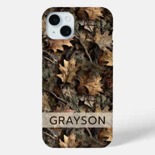 Fall Leaves Camouflage Personalized iPhone 15 Mini Case
