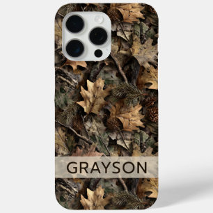 Fall Leaves Camouflage Personalized iPhone 15 Pro Max Case