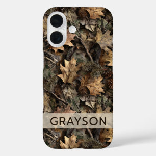 Fall Leaves Camouflage Personalized iPhone 16 Case