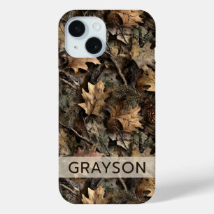 Fall Leaves Camouflage Personalized iPhone 15 Case