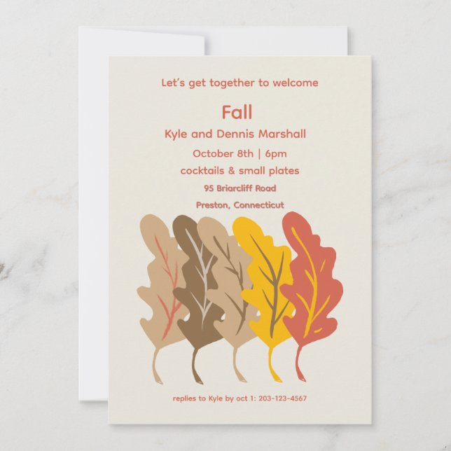 Fall Leaves Cocktail Party Invitation (Front)