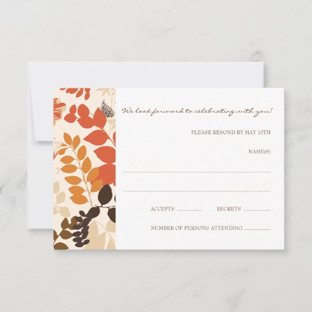 Fall Leaves Collage RSVP Card Wedding (Front)