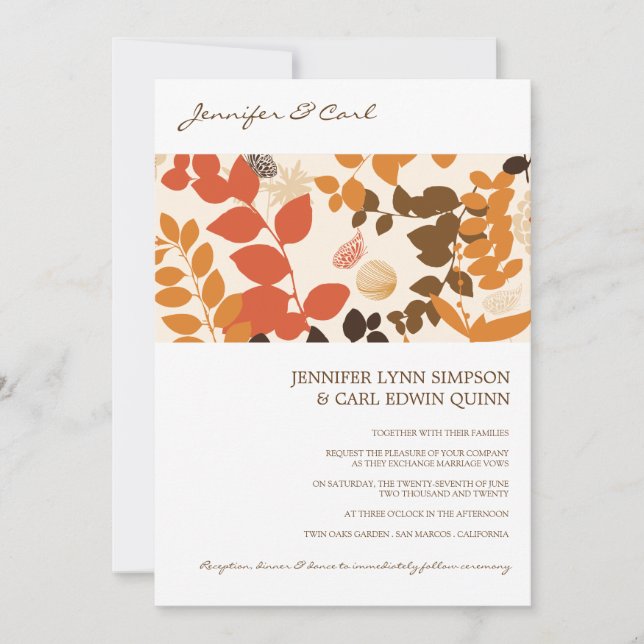 Fall Leaves Collage Wedding Invitation (Front)