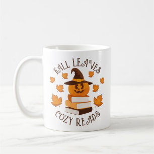 Fall Leaves Cosy Reads Autumn Pumpkin Book Lover Coffee Mug