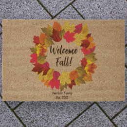 Fall leaves custom family name welcome