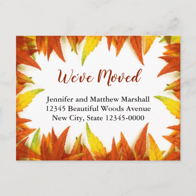 Fall Leaves Custom Moving Announcement (Front)