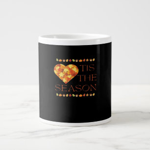 Fall Leaves Cute Autumn Graphic Thanksgiving Pumpk Large Coffee Mug