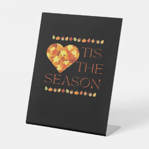 Fall Leaves Cute Autumn Graphic Thanksgiving Pumpk Pedestal Sign