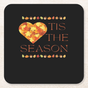 Fall Leaves Cute Autumn Graphic Thanksgiving Pumpk Square Paper Coaster