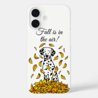 Fall Leaves Dalmatian (black 1) Dog Playing Cute