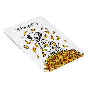 Fall Leaves Dalmatian (black 1) Dog Playing Cute Magnet