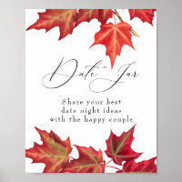 Fall Leaves Date Jar Fall Bridal Shower or Wedding