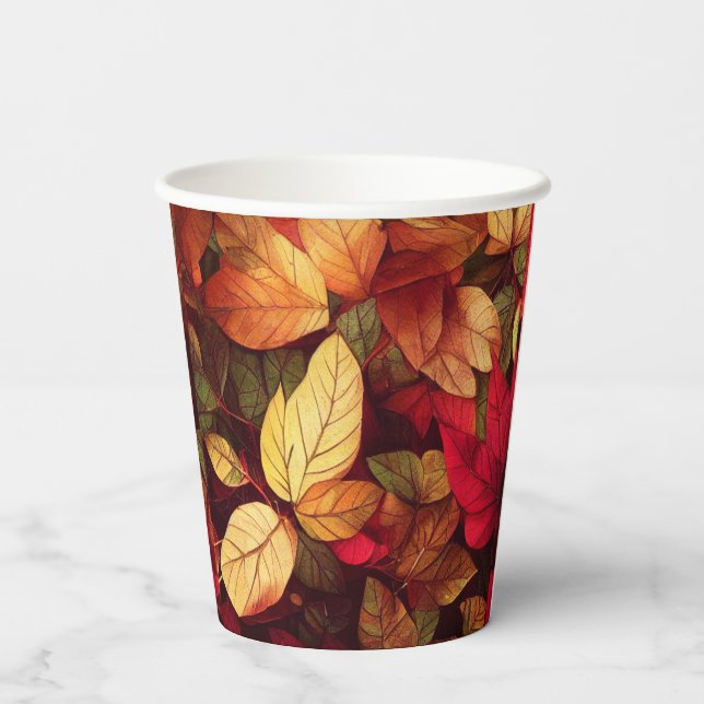 Fall Leaves Design Paper Cups (Back)