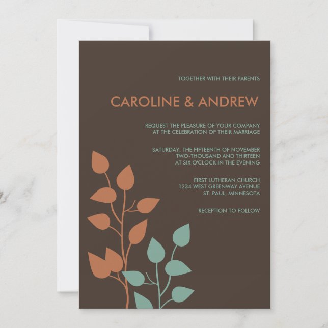 Fall Leaves Double Boughs Wedding Invitations (Front)