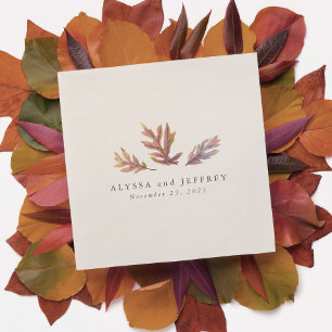 Fall leaves elegant wedding rehearsal dinner napkin