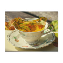 Fall Leaves English Tea Autumn Cottage Postcard