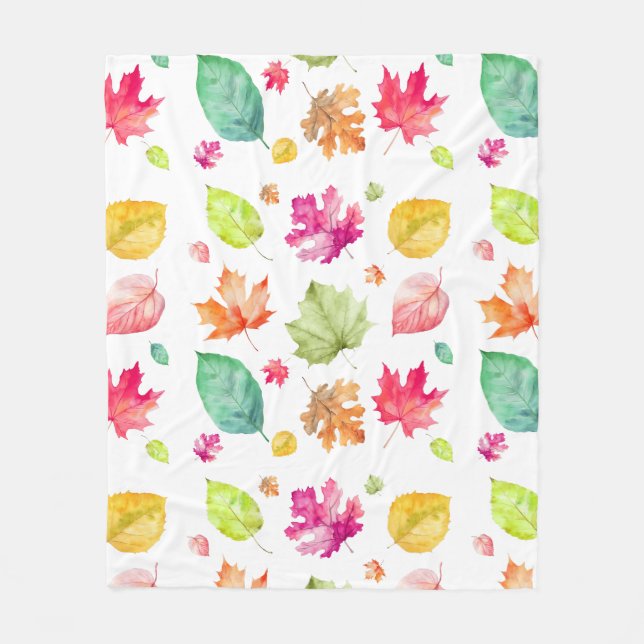 Fall Leaves  Fleece Blanket (Front)