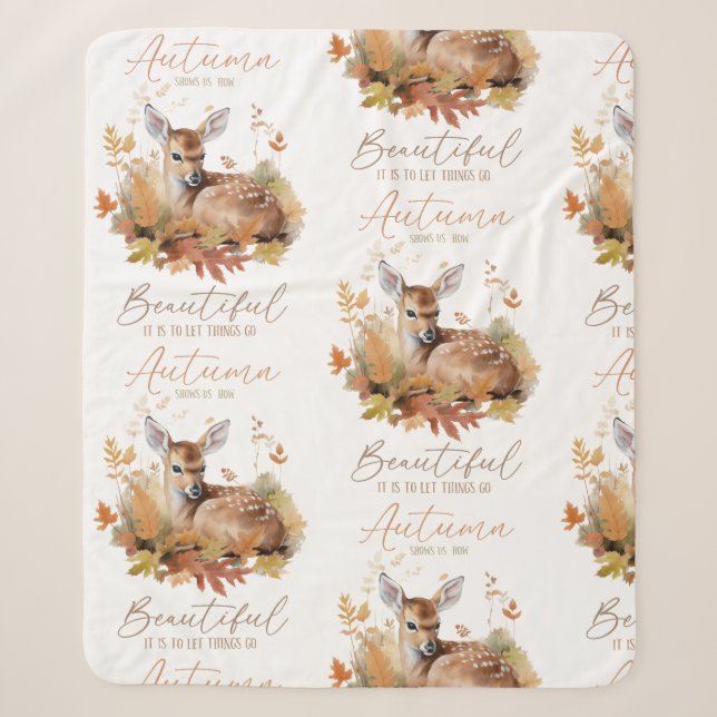 Fall Leaves & Flowers Sherpa Blanket (Front)