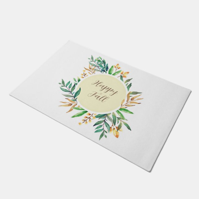 Fall leaves frame with customisable text  doormat (Angled)