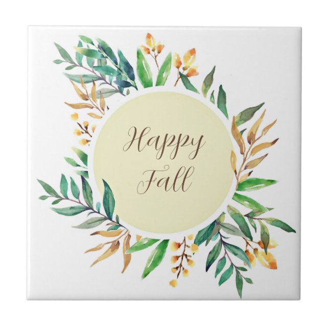 Fall leaves frame with customisable text  tile (Front)