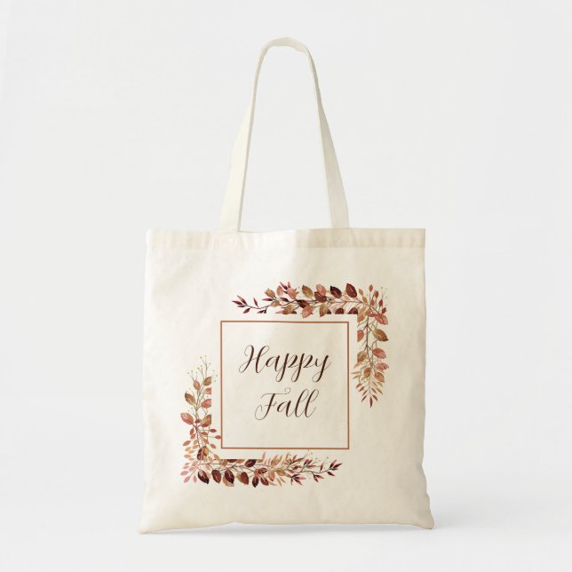 Fall leaves frame with customisable text  tote bag (Front)