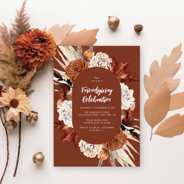 Fall leaves friendsgiving celebration invitation (Creator Uploaded)