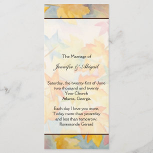 Fall Leaves Gay Wedding Program Programme