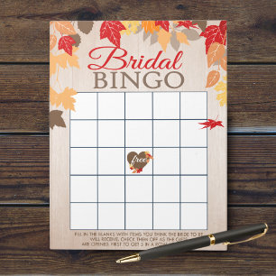Fall Leaves Gift Bingo Bridal Shower Game Pack Notepad