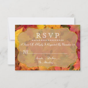 Fall Leaves Gold Foil Wedding RSVP Card